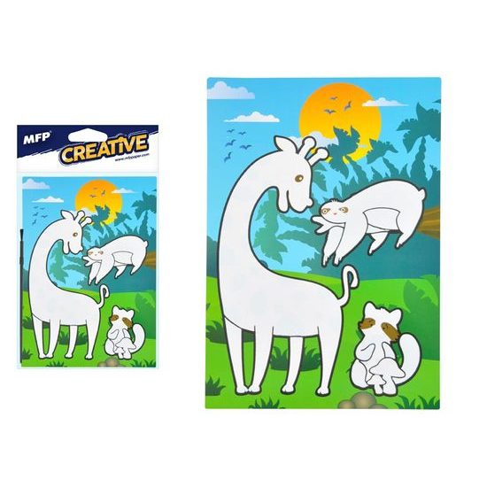 malování vodou - kartonový list + štětec 150x210mm mix č.3 5301053