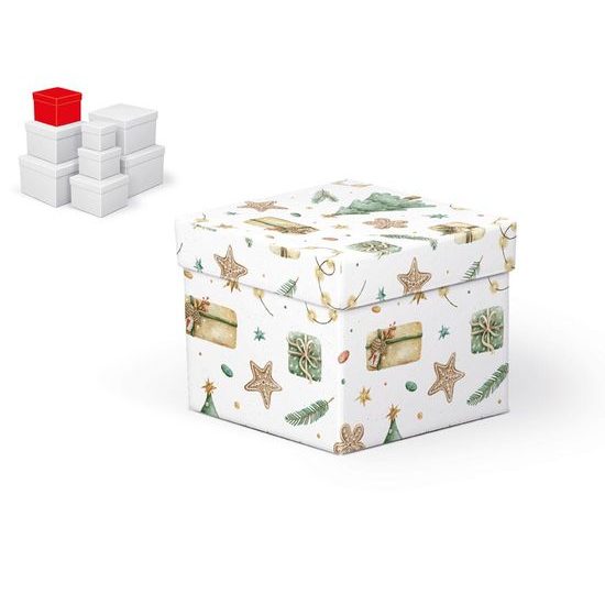 krabice dárková vánoční C-V007-C 12x12x10cm 5370941