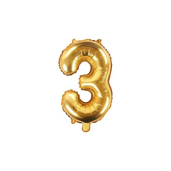 Fóliové balóniky s číslicami zlaté 35 cm - 3 (NEMÔŽE SA NAPLNIŤ HELIEM)
