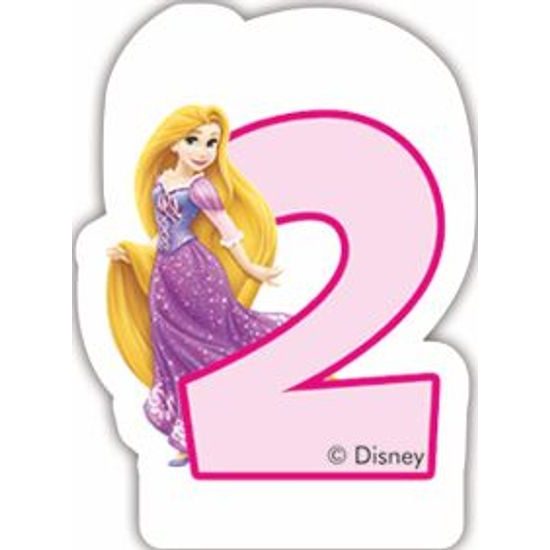 Princess dortová svíčka bílá s růžovým číslem 2 a s princeznou