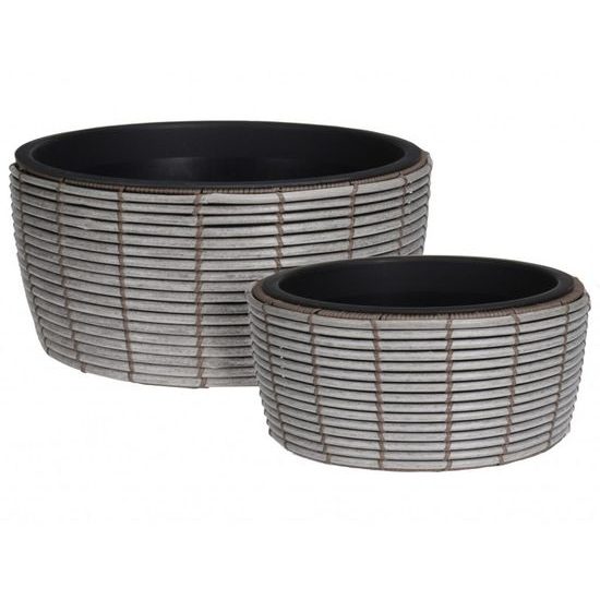 Květináč proutěný s vložkou sada 2 ks šedá