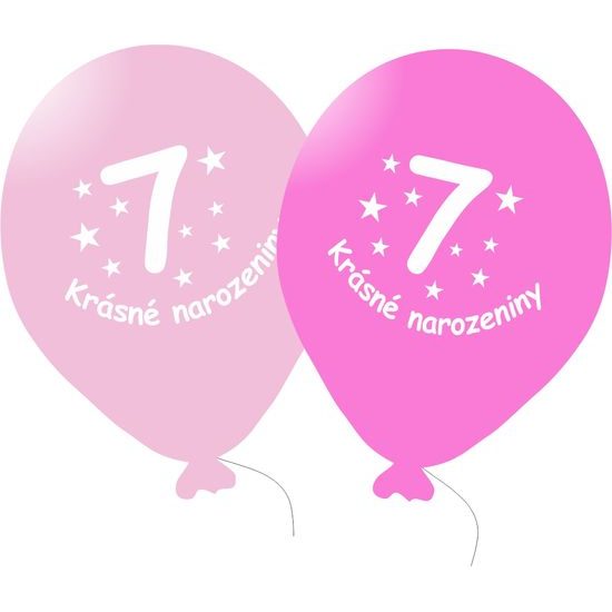 Balónek růžový KRÁSNÉ NAROZENINY číslo 7 - 5 ks