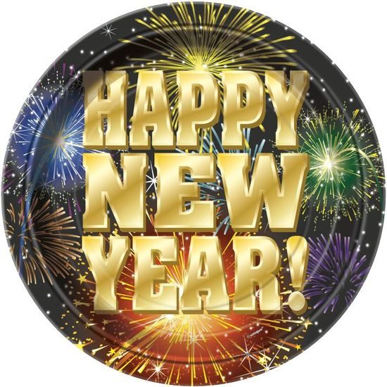 Tányérok Boldog új évet - Happy New Year 22,5 cm - 8 db - Szilveszter