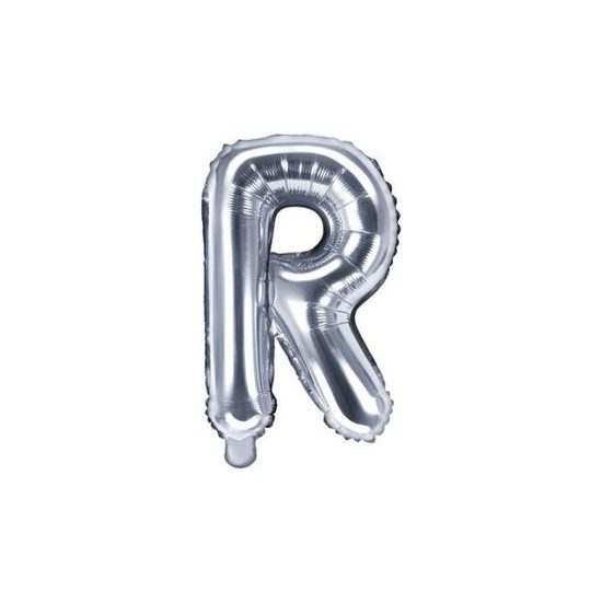 Balloon foil letter "R", 35 cm, silver (NELZE PLNIT HELIEM)