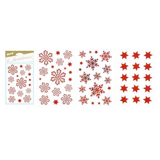 samolepky vánoční vločky 80x120mm červená 8882326