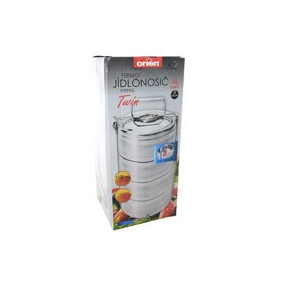 Termo nosič potravín z nehrdzavejúcej ocele, 4 poschodia, 16 cm 1,1 l