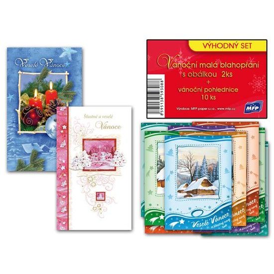 set přání malé a pohlednic (2+10) vánoce 1240632