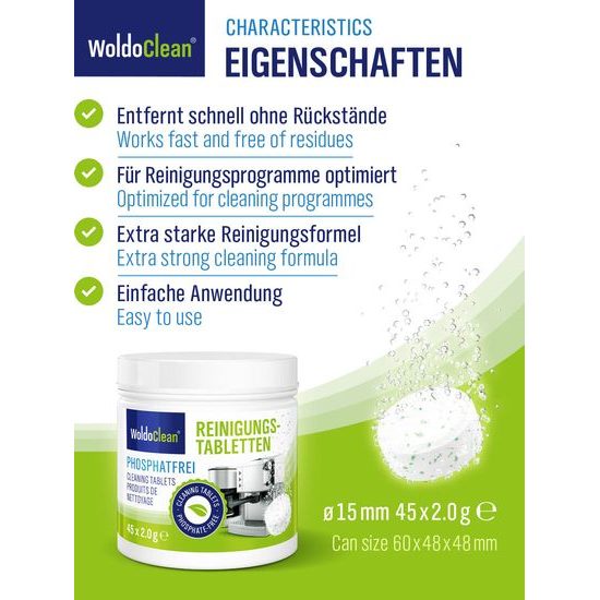 Bezfosfátové šetrné čistiace tablety do kávovarov - 45 ks