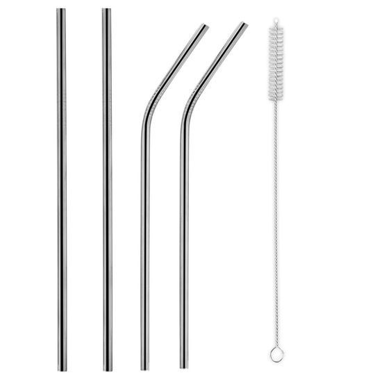 Immortal stainless steel straw - set of 4 - 21,5 cm + cleaning brush