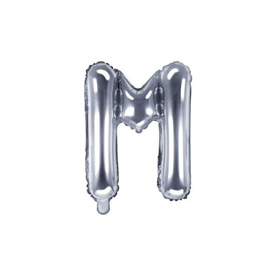 Balloon foil letter "M", 35 cm, silver (NELZE PLNIT HELIEM)