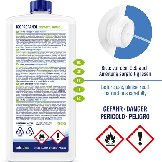 Isopropanol 99,9% - Isopropyl alcohol IPA - 1000 ml