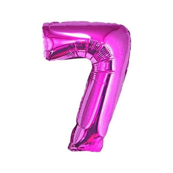 Pink Foil Balloon Number 7 35 cm - (CANNOT BE FILLED WITH HELIUM)