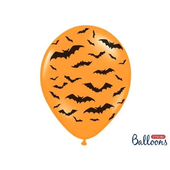 Silné Balónky 30 cm PASTELOVÉ - ORANŽOVÉ netopýři - 1 ks - Halloween