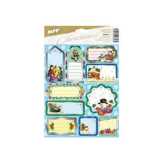 samolepky na dárky vánoční stříbrné 200x300mm/10ks 8885996