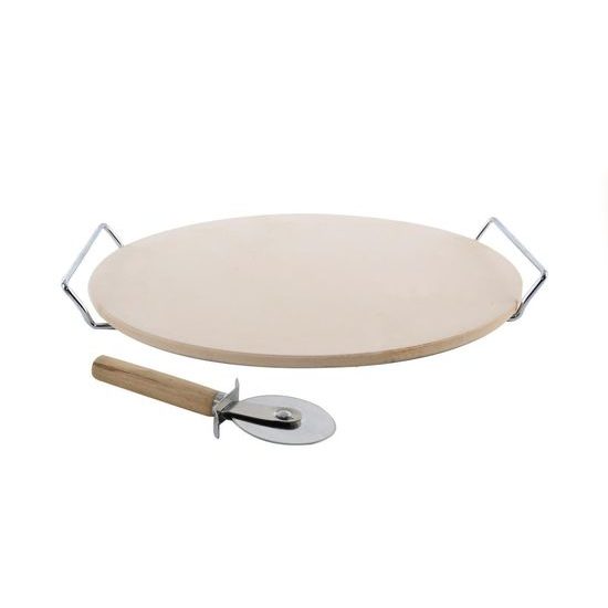 Pizza set - stoneware tray + slicer