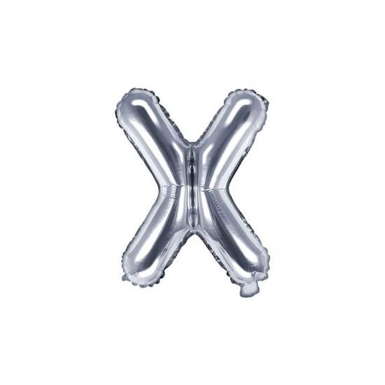 Fóliový balón písmeno "X", 35 cm, strieborný (NELZE PLNIT HELIEM)