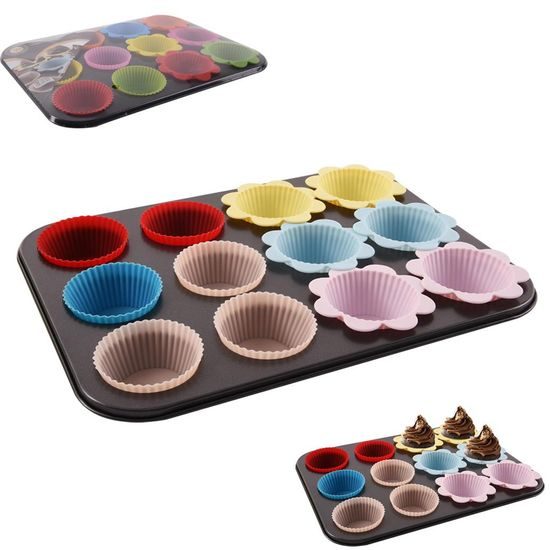 Teflon forma nem tapadő a muffinhoz 12 szilikon kosárral