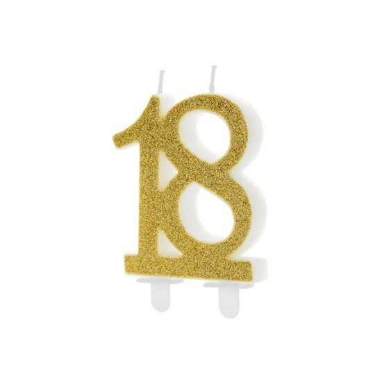 Birthday Candle 18, GOLD - 7,5 cm