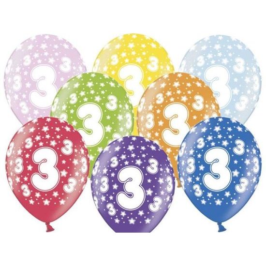 Thick Balloons 30 cm metallic mix - Birthday No.3