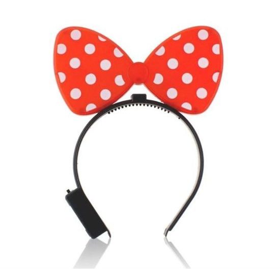 Flashing headband with red bow with polka dots