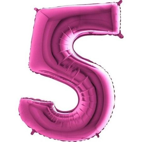 Balónik fóliové číslice ružové - Ružový 115 cm - 5