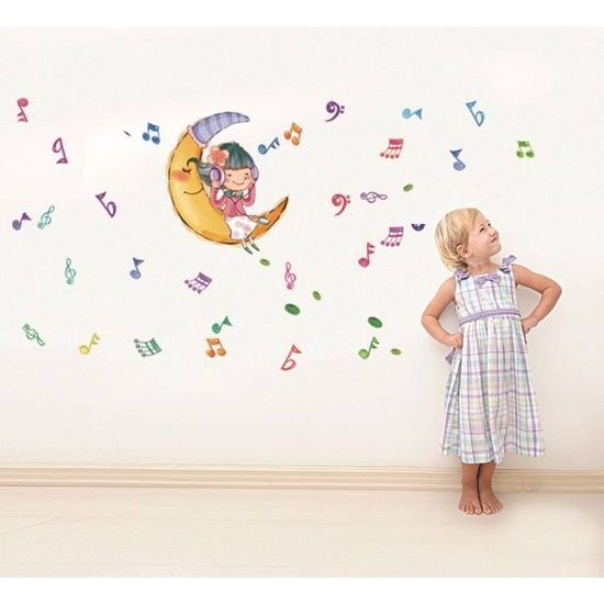 Samolepka na zeď hudba a měsíc