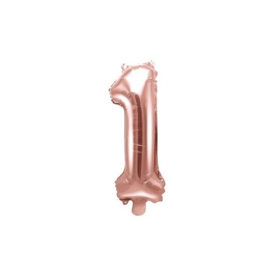 Balón foliový číslice růžovozlatá - Rose Gold 35 cm - 1 (NELZE PLNIT HELIEM)