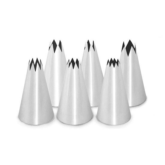 Set of 6 piping nozzles - star-shaped