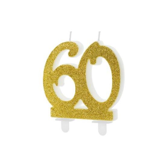 Birthday candle 60, GOLD - 7,5 cm