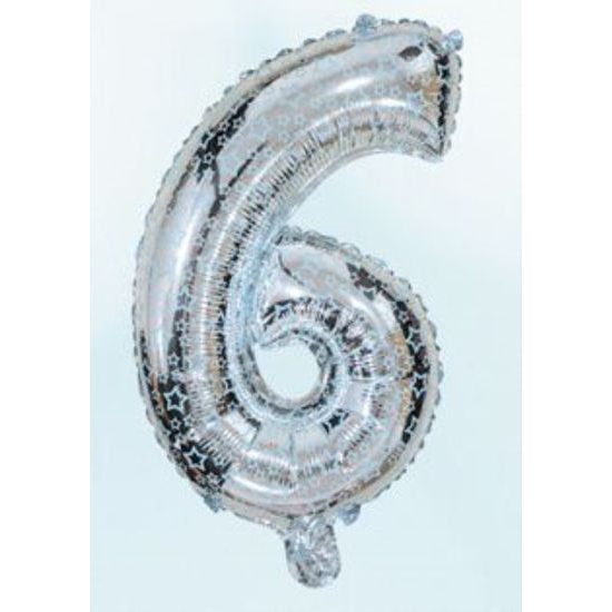 Balloon foil numerals silver 35 cm - 6 (NELZE PLNIT HELIEM)