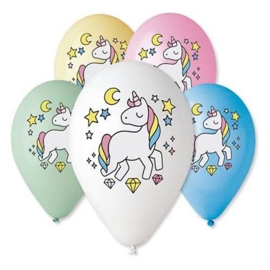 Balónky 30 cm, mix barev - Jednorožec - Unicorn 5 ks