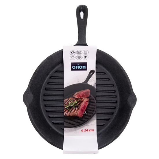 Öntöttvas grill serpenyő steakekhez, bordázott aljjal - átmérő 24 cm