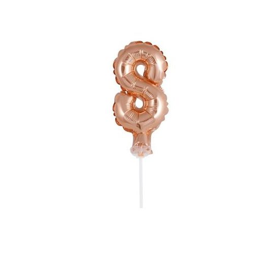 Balloon foil numerals rose gold - Rose Gold 12,5 cm - 8 with holder