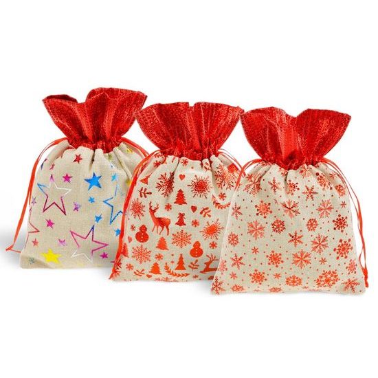 sáček textil vánoční potisk 13x17cm mix 5800735