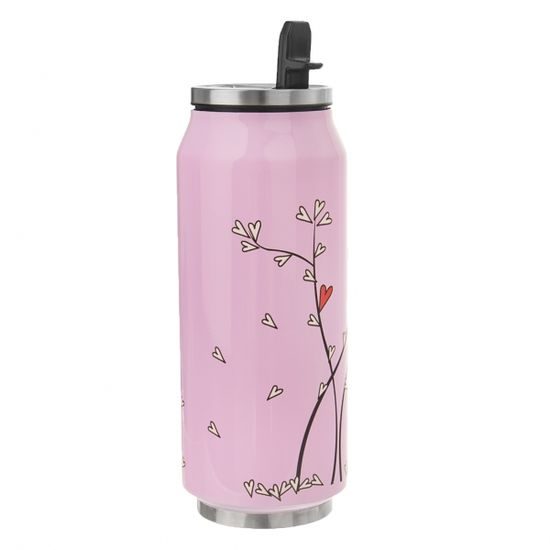 Heart and Tree Design Pink Thermos Can 0.4 L