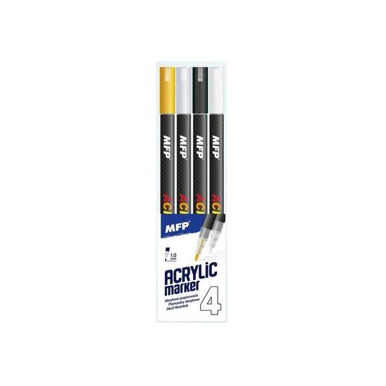 Acrylic thin markers for stone, wood, metal - gold, silver, black, white