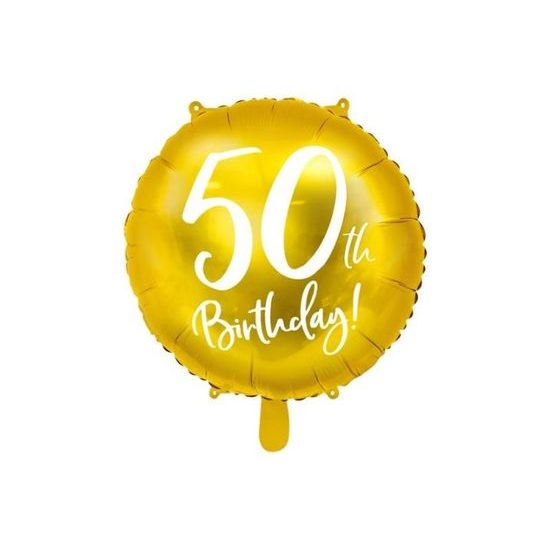 Balón foliový 50. narozeniny zlatý, 45 cm