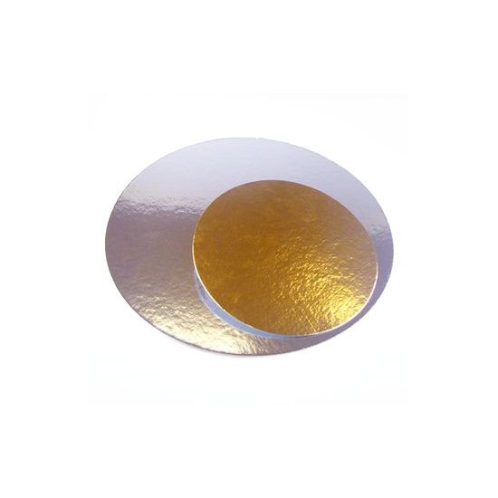 Torta alátét arany és ezüst (kétoldalas) kör - 26 cm