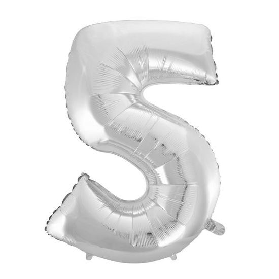 Balloon foil digits silver- SILVER 115 cm - 5