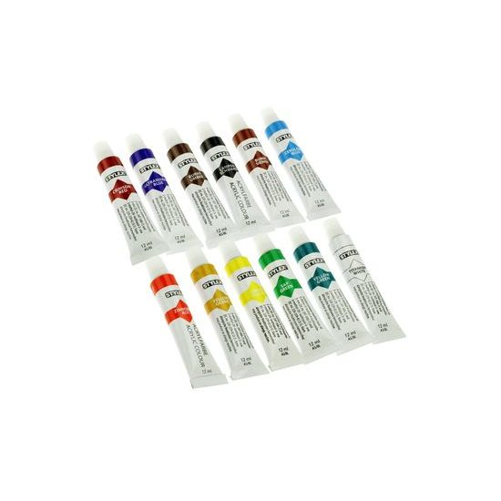 Set of acrylic crayons in tubes - 12 x 12ml