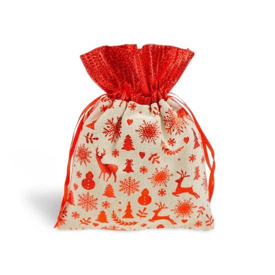 sáček textil vánoční potisk 13x17cm mix 5800735