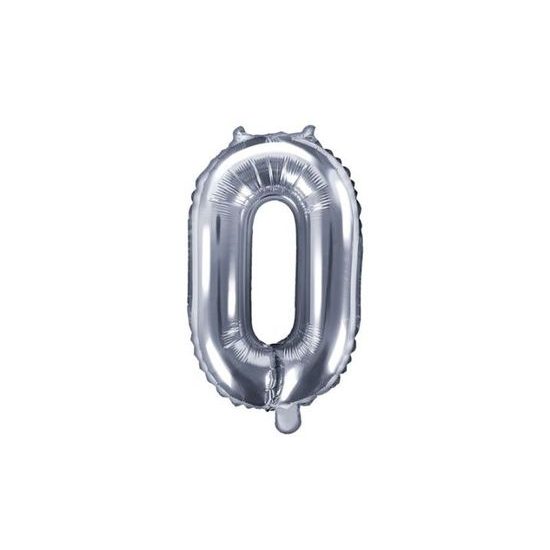 Balón foliový číslice stříbrná 35 cm - 0 (NELZE PLNIT HELIEM)