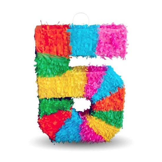Piñata number " 5 " coloured - breakable, 50x35x7,5 cm