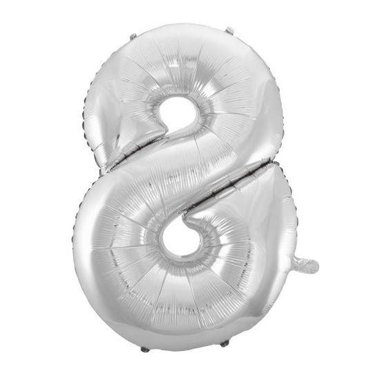 Balónové číslice strieborné - SILVER 115 cm - 8