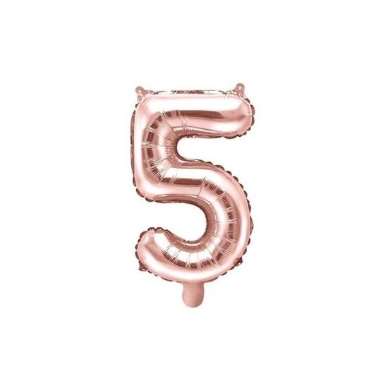 Rose Gold Foil Number Balloon - 35 cm - 5 (NOT HELIUM FILLABLE)