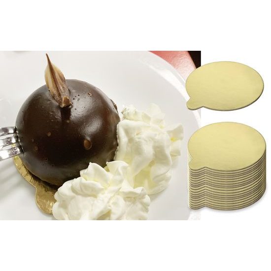 Podložka zlatá na monoporcie, mousse a dezerty - kruh 8 cm - 20 ks