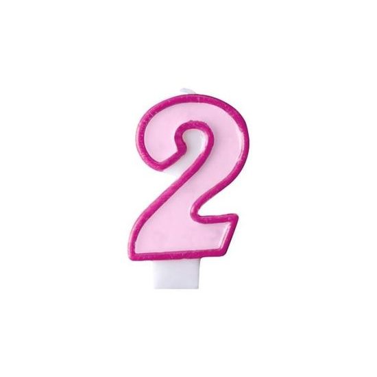 Rózsaszín születésnapi gyertya 2, 7 cm