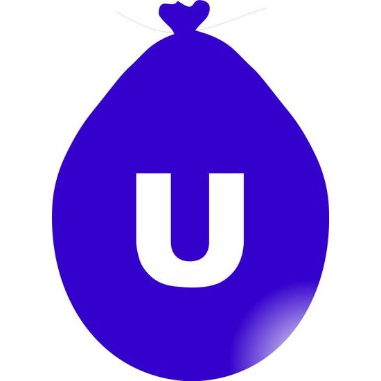 Balónek písmeno U modré