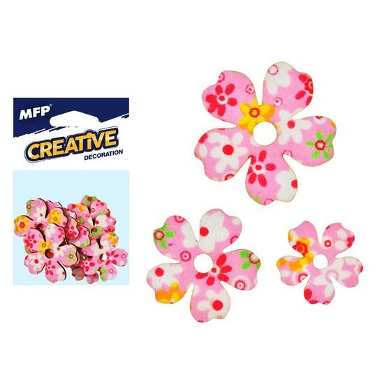 dekorace květina růžová 12ks -5,4,3cm 2221446