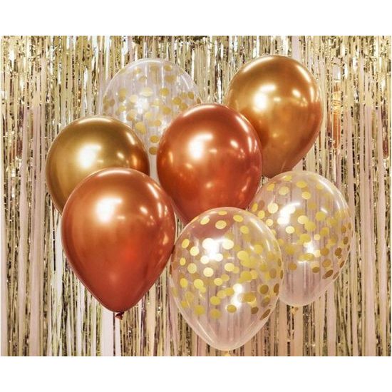 Sada latexových balónků - chromovaná růžovozlatá / rosegold 7 ks, 30 cm